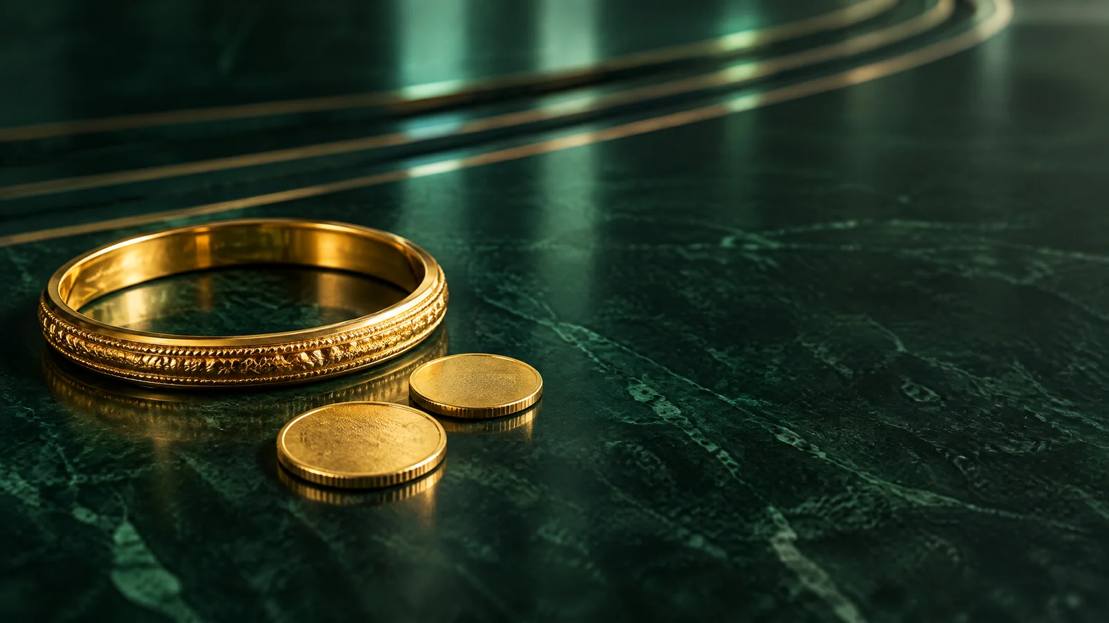 Conceptual gold still-life for the Gangapur City guide; not a dealer or proof of purity