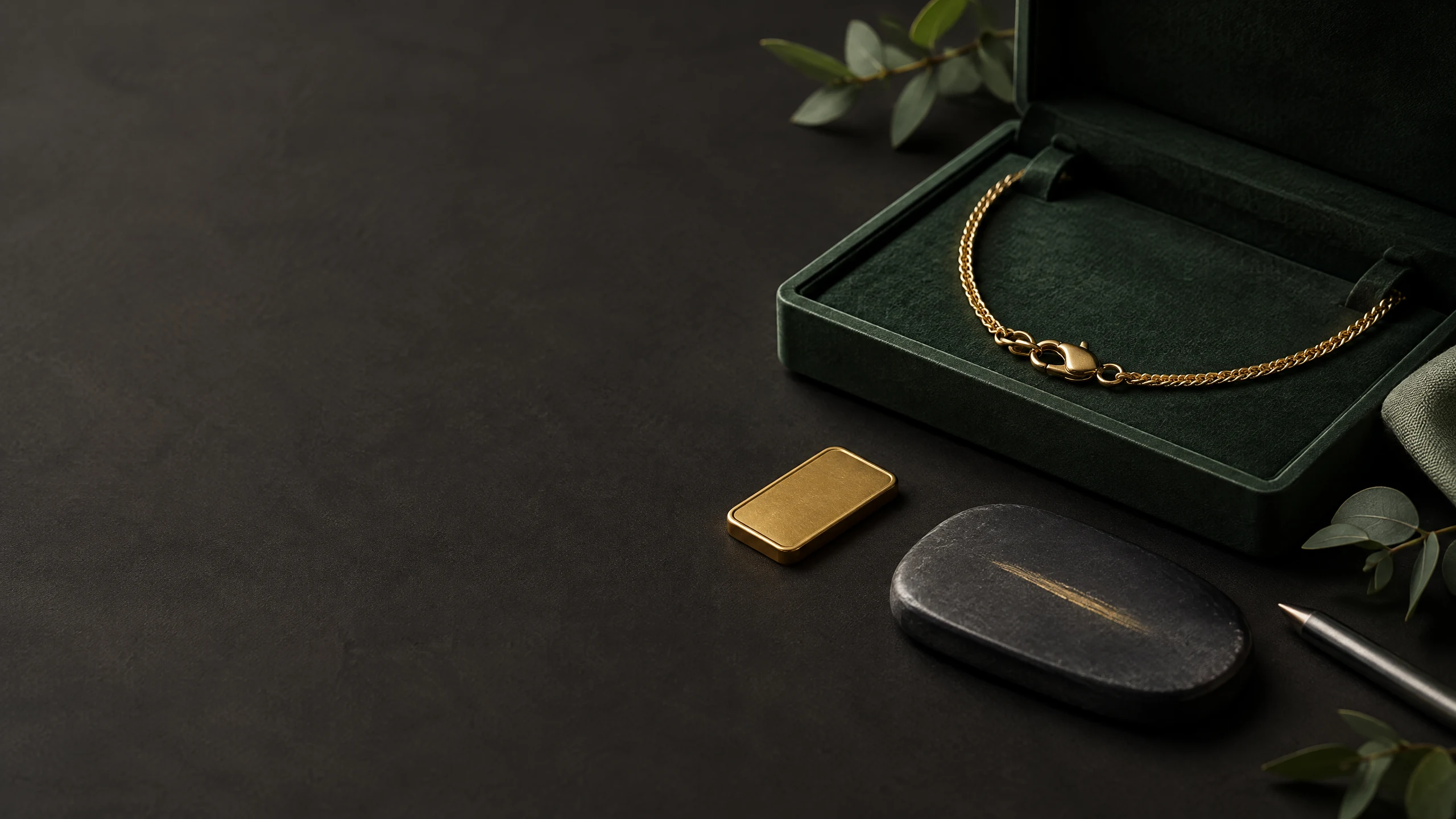 Gold jewellery and a weighing scale illustrating a gold price reference for Jaisalmer
