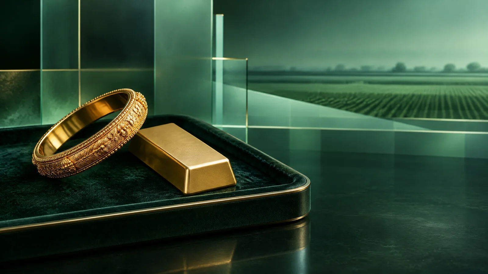 Original conceptual Haryana gold-jewellery and bullion illustration; not an actual dealer, location or purity certificate.